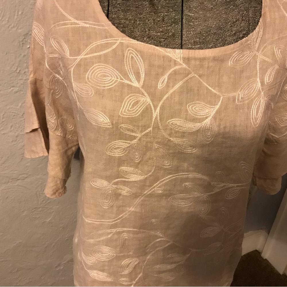 Elegant Beige Embroidered Women's Blouse - Picture 4 of 6